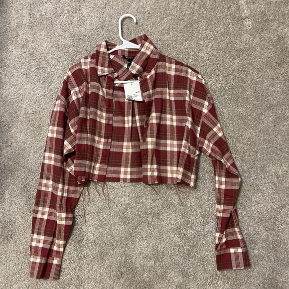 Forever21 Cropped flannel top - Picture 1 of 3